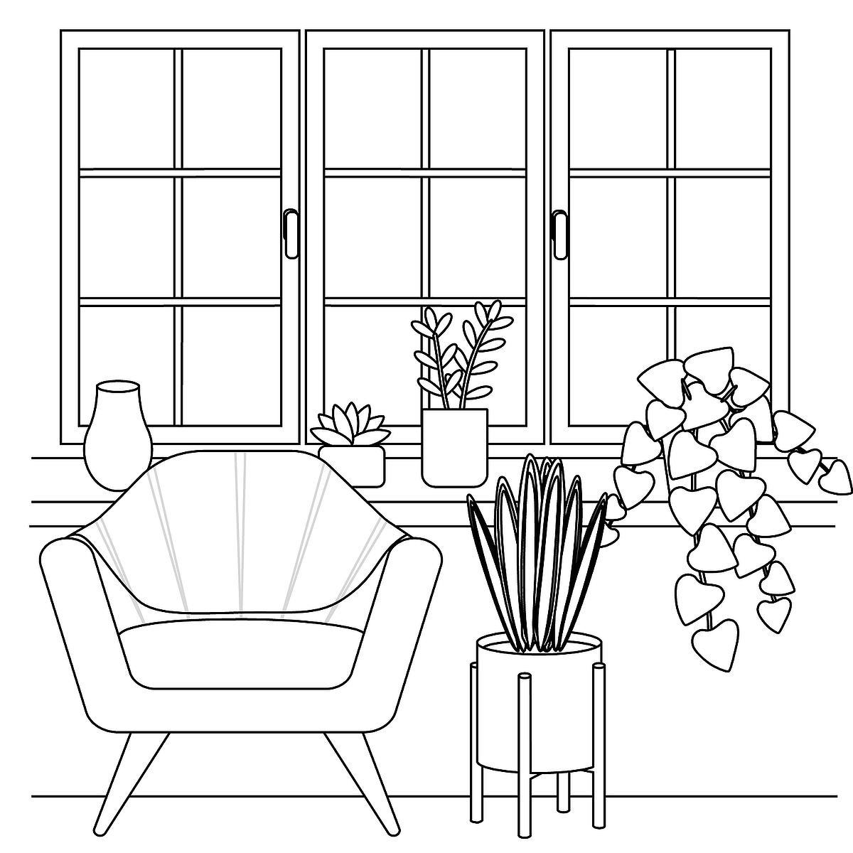 huiskamer met planten