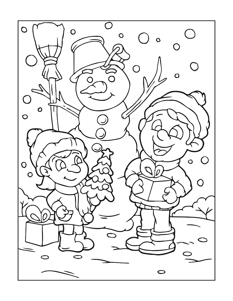 Kinderen en sneeuwman