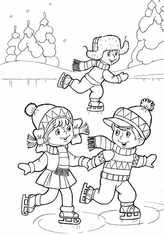 schaatsende kinderen in de winter